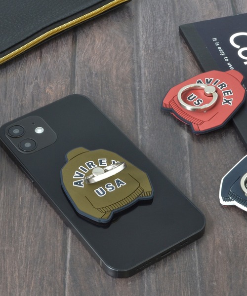 AVIREX（アヴィレックス）の「シリコンスマホリング AVIREX [MA-1] アヴィレックス ring スタンド スマホアクセサリー（スマホグッズ・メンズ・セージグリーン/ブラック/レッド・ONE SIZE）」の3枚目の写真
