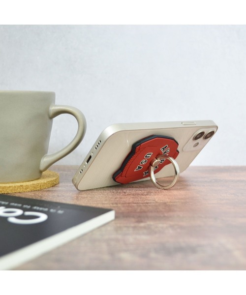 AVIREX（アヴィレックス）の「シリコンスマホリング AVIREX [MA-1] アヴィレックス ring スタンド スマホアクセサリー（スマホグッズ・メンズ・セージグリーン/ブラック/レッド・ONE SIZE）」の8枚目の写真