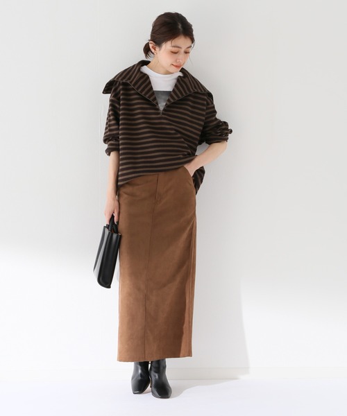 SLOBE IENA（スローブイエナ）の「裏毛ボーダーハーフZIPプルオーバー【手洗い可能】◆（Tシャツ/カットソー・レディース・ブラック系その他/ブラウン・FREE）」の21枚目の写真