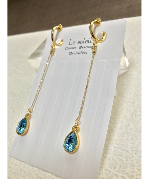 tone(トーン)の「【Le soleil】ドロップ型 スワロフスキーイヤリング(MA)(イヤリング・レディース・グリーン系その他/レッド系その他/ホワイト系その他/パープル系その他/ブルー系その他・FREE)」の3枚目の写真
