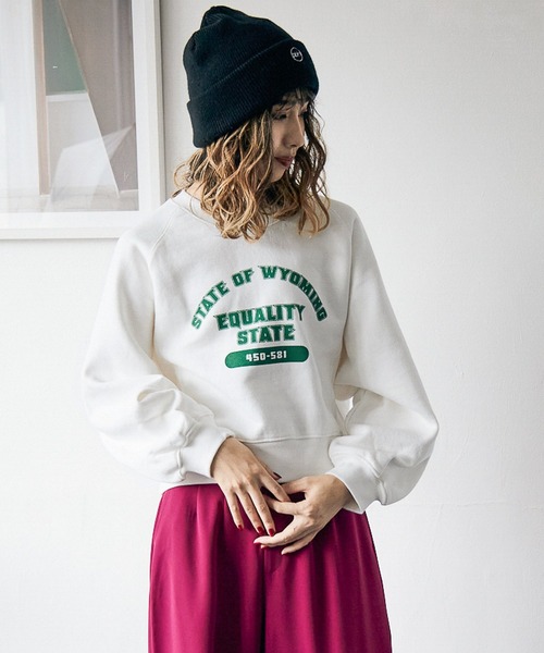 PBLIM(ページボーイリム)の「【PAGEBOYLIM】ヘビーオンスショートスウェット(スウェット・レディース・グレー/オフホワイト/ブルー・FREE)」の2枚目の写真