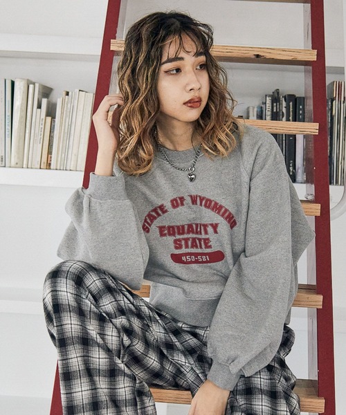 PBLIM(ページボーイリム)の「【PAGEBOYLIM】ヘビーオンスショートスウェット(スウェット・レディース・グレー/オフホワイト/ブルー・FREE)」の11枚目の写真