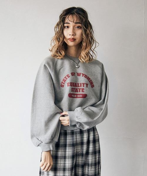 PBLIM(ページボーイリム)の「【PAGEBOYLIM】ヘビーオンスショートスウェット(スウェット・レディース・グレー/オフホワイト/ブルー・FREE)」の13枚目の写真