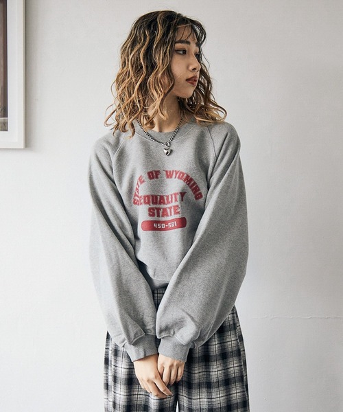 PBLIM(ページボーイリム)の「【PAGEBOYLIM】ヘビーオンスショートスウェット(スウェット・レディース・グレー/オフホワイト/ブルー・FREE)」の14枚目の写真