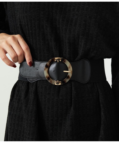 CHILLE（チル）の「べっ甲ラウンドバックル太ベルト（ベルト・レディース・ブラック/ベージュ/ブラウン・FREE）」の7枚目の写真