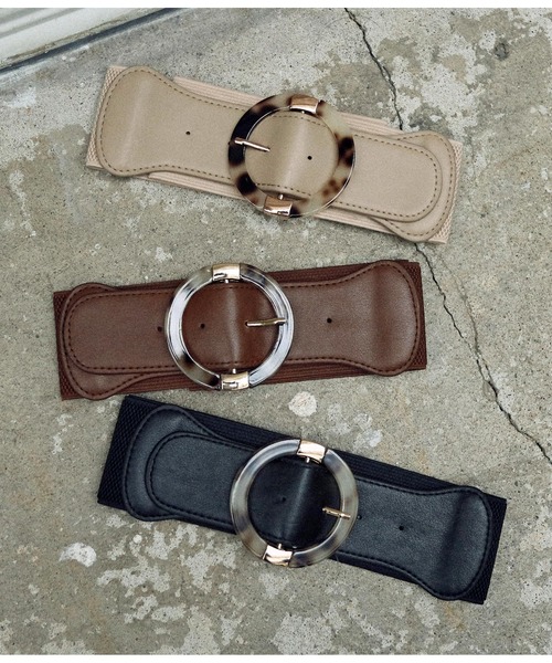CHILLE（チル）の「べっ甲ラウンドバックル太ベルト（ベルト・レディース・ブラック/ベージュ/ブラウン・FREE）」の11枚目の写真