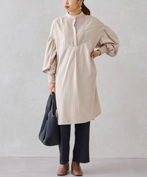 Chez toi（シェトワ）の「シャドーストライプブザム切替チュニックワンピース（シャツワンピース）」