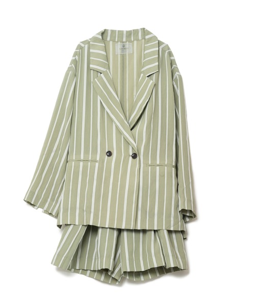 LAYMEE（レイミー）の「Wolf stripe Set up Jacket / ウォルフストライプセットアップジャケット（その他アウター・レディース・ネイビー/グリーン系その他/キャメル・FREE）」の7枚目の写真