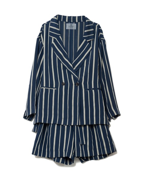 LAYMEE（レイミー）の「Wolf stripe Set up Jacket / ウォルフストライプセットアップジャケット（その他アウター・レディース・ネイビー/グリーン系その他/キャメル・FREE）」の6枚目の写真