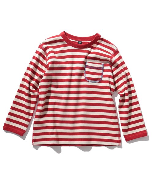 SHOO・LA・RUE（シューラルー）の「◆【90-130cm/ハロコレ】ボーダーオモテモウラモロンT（Tシャツ/カットソー・キッズ・ブラック系2/アイボリー系/レッド系4・11/10/12/13/09）」の3枚目の写真