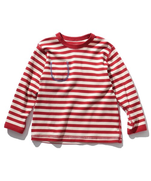 SHOO・LA・RUE（シューラルー）の「◆【90-130cm/ハロコレ】ボーダーオモテモウラモロンT（Tシャツ/カットソー・キッズ・ブラック系2/アイボリー系/レッド系4・11/10/12/13/09）」の14枚目の写真