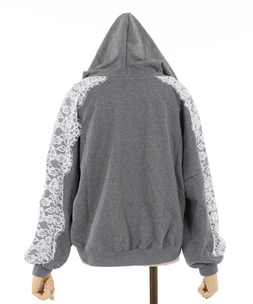 axes femme（アクシーズファム）の「袖レース裏毛パーカー（パーカー