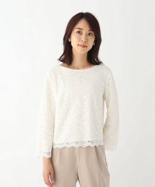 OPAQUE.CLIP(オペークドットクリップ)の「◆レースプルオーバーブラウス【WEB限定サイズ】(シャツ/ブラウス・レディース・ライトグレー/ホワイト系/ネイビー・34/36/38/42/40)」の7枚目の写真
