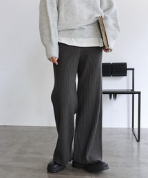 リブニット」に該当するパンツ（グレー/灰色系）ファッション