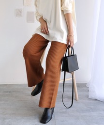 andme | ストレッチリブニットワイドパンツ(その他パンツ)