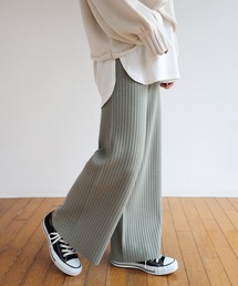 ストレッチリブニットワイドパンツ