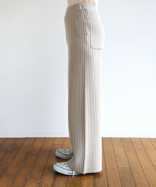 セール】ストレッチリブニットワイドパンツ（その他パンツ