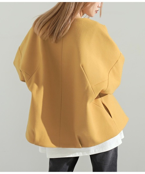 Settimissimo（セッティミッシモ）の「ウールライクノーカラーショートコート（ノーカラーコート・レディース・ベージュ/イエロー/レッド・M）」の10枚目の写真