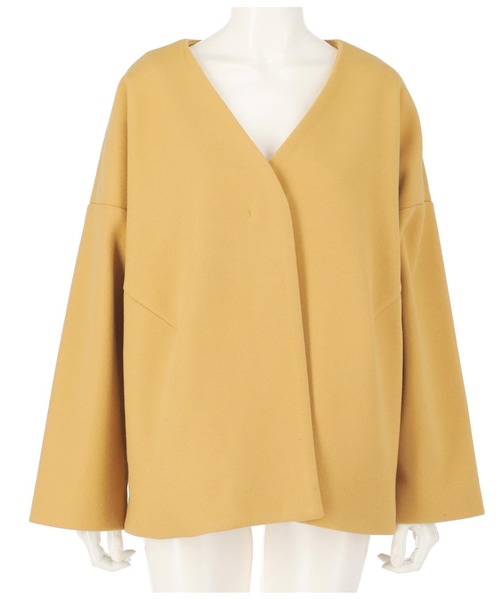 Settimissimo（セッティミッシモ）の「ウールライクノーカラーショートコート（ノーカラーコート・レディース・ベージュ/イエロー/レッド・M）」の14枚目の写真