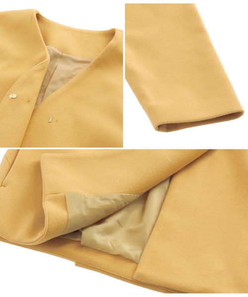 Settimissimo（セッティミッシモ）の「ウールライクノーカラーショートコート（ノーカラーコート・レディース・ベージュ/イエロー/レッド・M）」の17枚目の写真