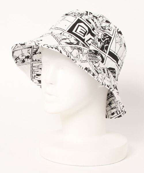 Hook ハット 定番 アメカジ漫画風イラストプリントリバーシブルバケットハット ハット Hook フック のファッション