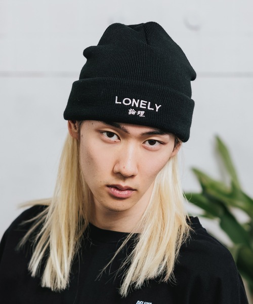 LONELY/論理（ロンリー）の「LONELY(論理)/ロンリー LOGO BEANIE ブランドロゴ ニット帽 刺繍 漢字ロゴ（ニットキャップ/ビーニー・メンズ・オレンジ/パープル/ブラック・ONE SIZE）」の17枚目の写真