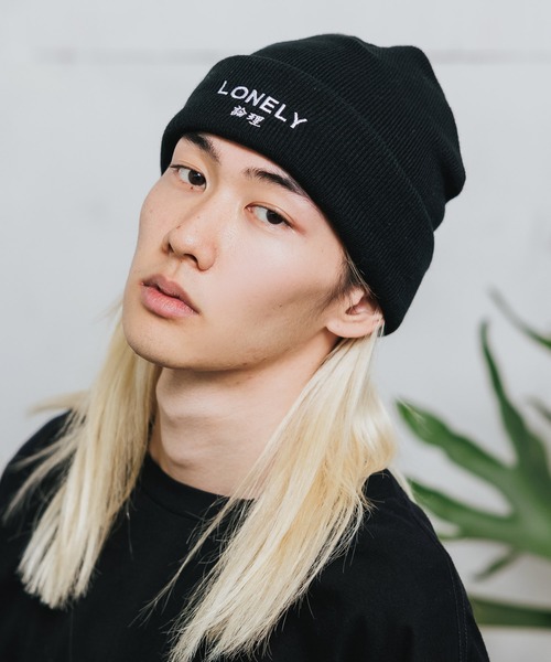 LONELY/論理（ロンリー）の「LONELY(論理)/ロンリー LOGO BEANIE ブランドロゴ ニット帽 刺繍 漢字ロゴ（ニットキャップ/ビーニー・メンズ・オレンジ/パープル/ブラック・ONE SIZE）」の18枚目の写真