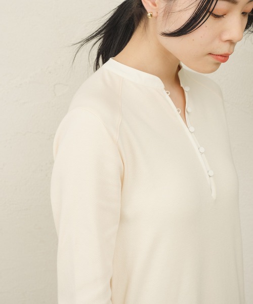 ONEME(ワンム)の「【 ONEME 】 ヘンリーネックジャージードレス(ワンピース・レディース・ブラック/ホワイト系その他・FREE)」の3枚目の写真