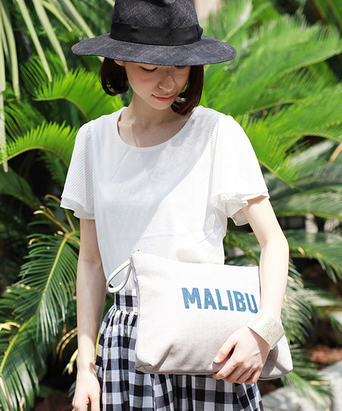 Ray BEAMS(レイビームス)の「SOLA×BEAMS / 別注 ビーチ クラッチ(クラッチバッグ・レディース・ナチュラル/グレー・ONE SIZE)」の1枚目の写真