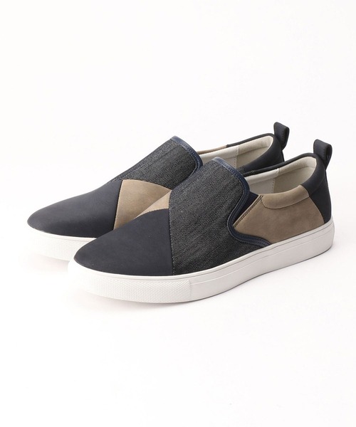 NICOLE CLUB FOR MEN（ニコルクラブフォーメン）の「パネル切替スリッポン（スニーカー・メンズ・ホワイト×ホワイト/ブラック×ブラック/ブラック系/ネイビー系・25.5cm/26.5cm/27.5cm）」の4枚目の写真