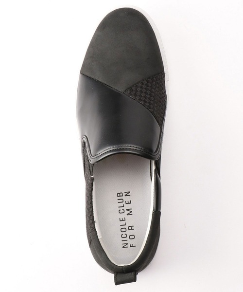 NICOLE CLUB FOR MEN（ニコルクラブフォーメン）の「パネル切替スリッポン（スニーカー・メンズ・ホワイト×ホワイト/ブラック×ブラック/ブラック系/ネイビー系・25.5cm/26.5cm/27.5cm）」の8枚目の写真