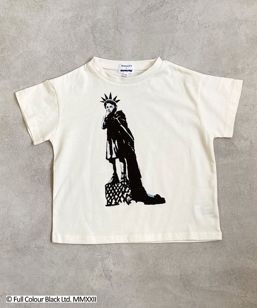 BRANDALISED（ブランダライズド）の「【BRANDALISED×MARKEY’S】プリントＴシャツ／Banksy’s Graffiti（80～150cm）（Tシャツ/カットソー・キッズ・ホワイト/ブラック/オフホワイト/アイボリー/チャコール/キナリ・90/100/110/120/80/130/95/140/150）」の2枚目の写真
