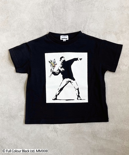 BRANDALISED（ブランダライズド）の「【BRANDALISED×MARKEY’S】プリントＴシャツ／Banksy’s Graffiti（80～150cm）（Tシャツ/カットソー・キッズ・ホワイト/ブラック/オフホワイト/アイボリー/チャコール/キナリ・90/100/110/120/80/130/95/140/150）」の6枚目の写真