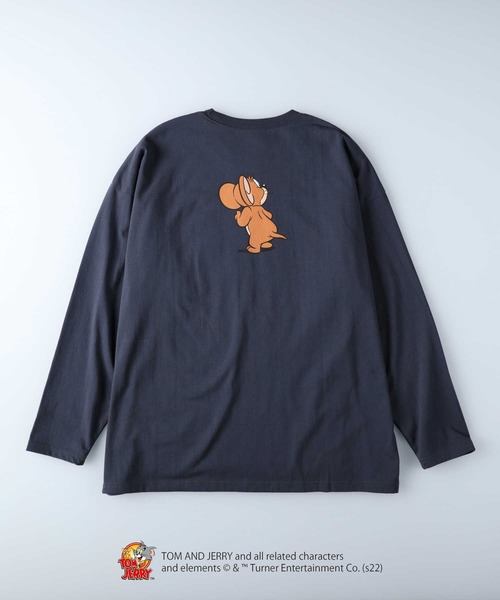 希少古着トムとジェリー×ファイヤーパターン ブラックロンTカットソー Right-on（ライトオン）の「「トムとジェリー」ロングTシャツ（T