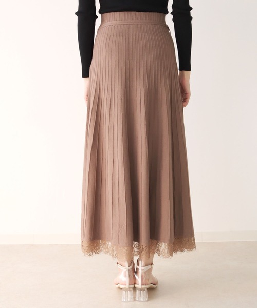 HER CLOSET(ハークローゼット)の「【TWENTY THREE】ウエストリボン裾レースプリーツデザインニットスカート(スカート・レディース・アイボリー/ブラック/モカ/ミント・FREE)」の12枚目の写真
