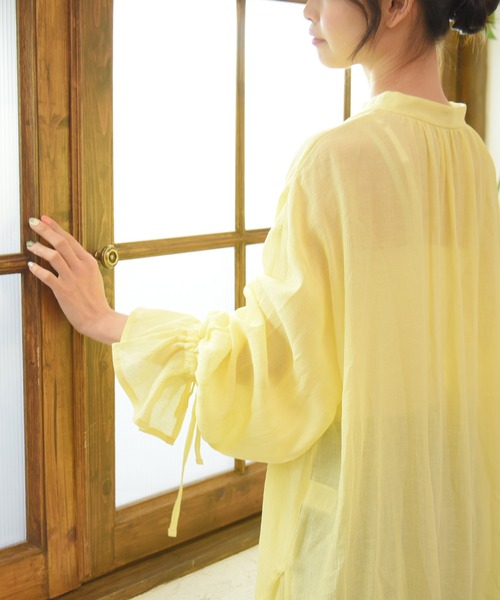 sango（sango）の「楊柳シフォンキャンディスリーブワンピース（シャツワンピース・レディース・ホワイト/ブラック/イエロー・FREE）」の13枚目の写真