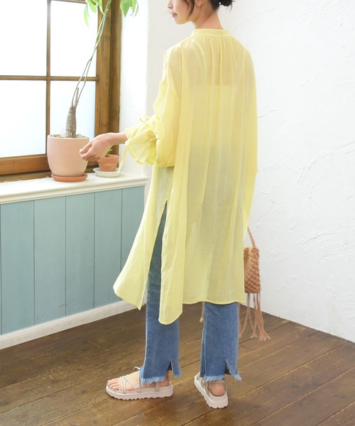 sango（sango）の「楊柳シフォンキャンディスリーブワンピース（シャツワンピース・レディース・ホワイト/ブラック/イエロー・FREE）」の18枚目の写真