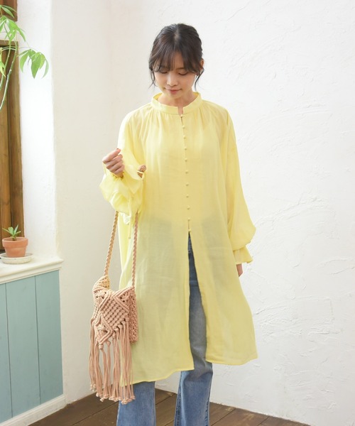 sango（sango）の「楊柳シフォンキャンディスリーブワンピース（シャツワンピース・レディース・ホワイト/ブラック/イエロー・FREE）」の19枚目の写真