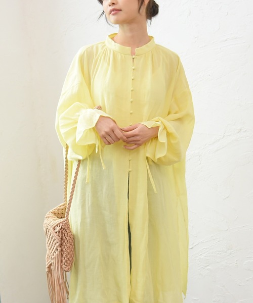 sango（sango）の「楊柳シフォンキャンディスリーブワンピース（シャツワンピース・レディース・ホワイト/ブラック/イエロー・FREE）」の21枚目の写真