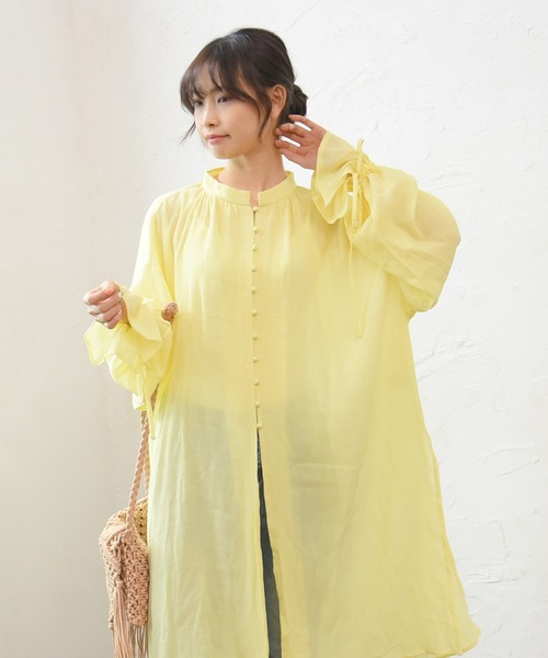 sango（sango）の「楊柳シフォンキャンディスリーブワンピース（シャツワンピース・レディース・ホワイト/ブラック/イエロー・FREE）」の22枚目の写真