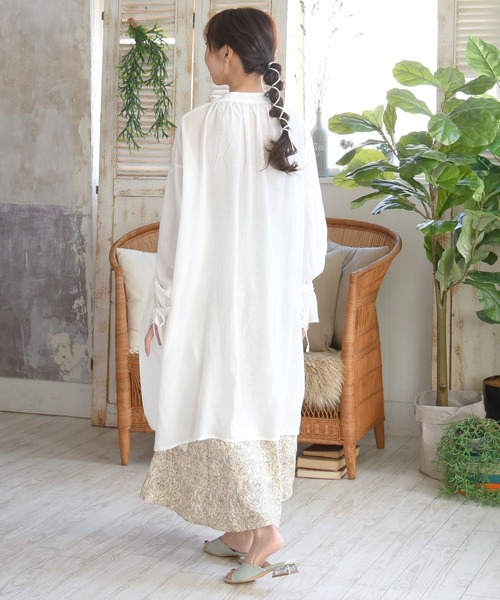 sango（sango）の「楊柳シフォンキャンディスリーブワンピース（シャツワンピース・レディース・ホワイト/ブラック/イエロー・FREE）」の11枚目の写真