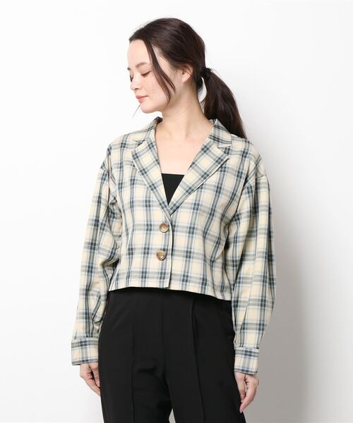 ehka sopo（エヘカソポ）の「無地／チェックショート丈開襟シャツ