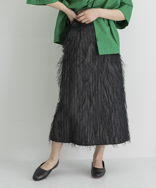 FUMIE TANAKA(フミエタナカ)の「FUMIE=TANAKA feather skirt(スカート・レディース・ブラック・2)」の5枚目の写真