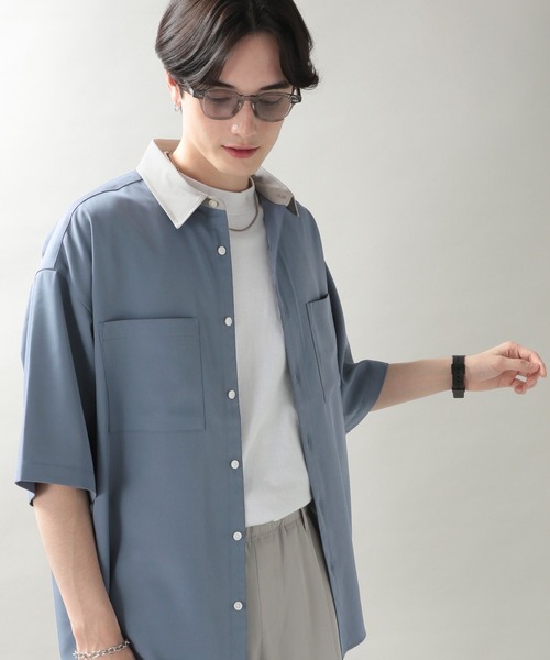 RAGEBLUE（レイジブルー）の「ラグイージー/クレリックシャツ/265040（シャツ/ブラウス・メンズ・オフホワイト/ライトブルー・SMALL/MEDIUM/LARGE）」の2枚目の写真