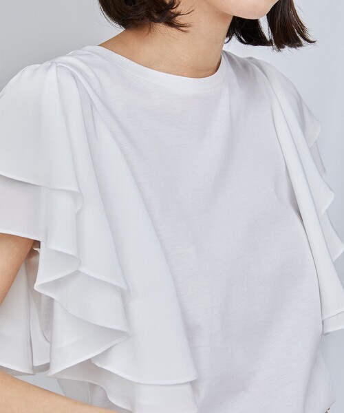 Diagram(ダイアグラム)の「デシンフリルトップ(Tシャツ/カットソー・レディース・グリーン/ブラック/ホワイト・36)」の5枚目の写真