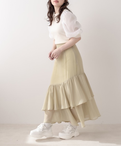 OLIVE des OLIVE（オリーブデオリーブ）の「袖異素材プルオーバー/カットアウトトップス（Tシャツ/カットソー・レディース・ライトグレー/ブラック/パープル/オフホワイト・FREE）」の21枚目の写真