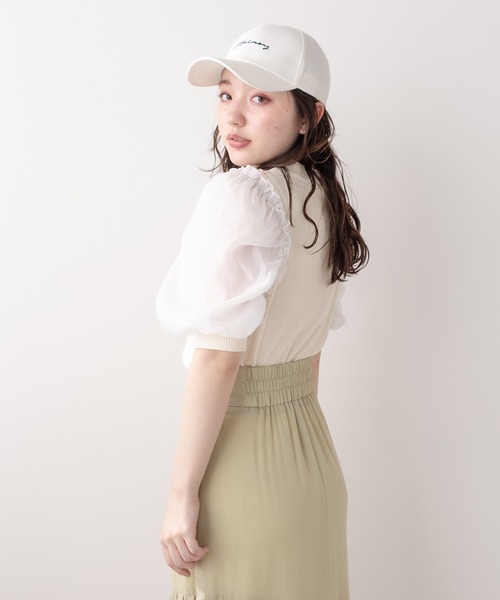 OLIVE des OLIVE（オリーブデオリーブ）の「袖異素材プルオーバー/カットアウトトップス（Tシャツ/カットソー・レディース・ライトグレー/ブラック/パープル/オフホワイト・FREE）」の5枚目の写真