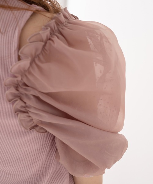 OLIVE des OLIVE（オリーブデオリーブ）の「袖異素材プルオーバー/カットアウトトップス（Tシャツ/カットソー・レディース・ライトグレー/ブラック/パープル/オフホワイト・FREE）」の12枚目の写真