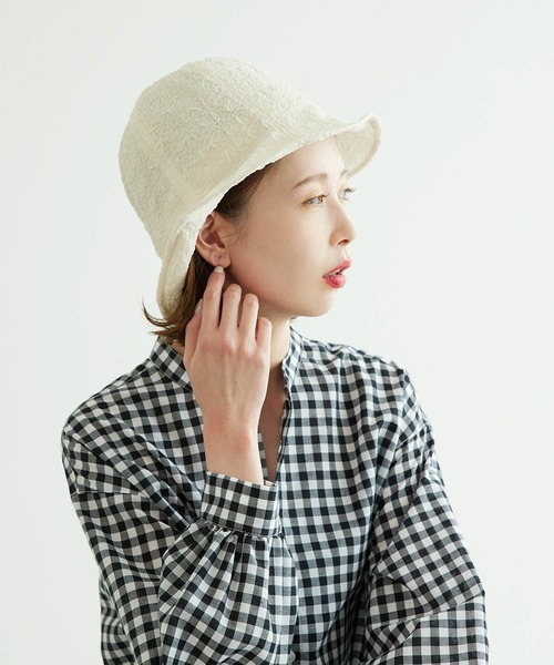 ROPE' PICNIC(ロペピクニック)の「リンクルチェックチューリップハット(ハット・レディース・ブラック/キナリ・FREE)」の1枚目の写真