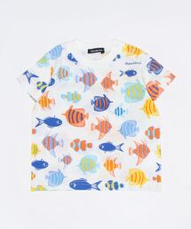 綿縁サカナ柄半袖Tシャツ